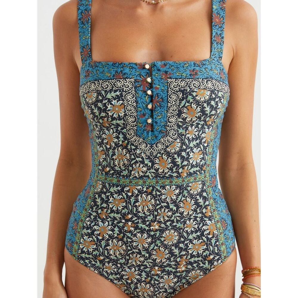 BOTEH Rhea Zoey Button Detail Print One Piece Swimsuit Lined Australia